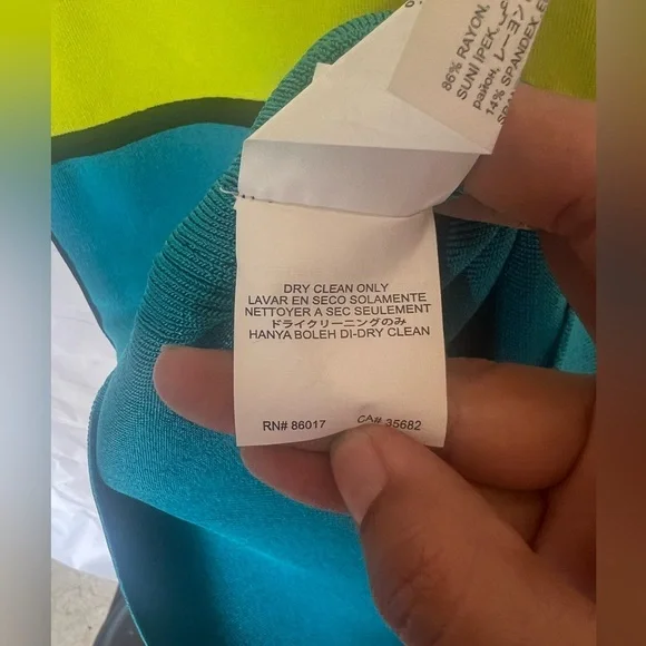 BEBE dress neon green and blue bodycon dress size small women’s dress - Picture 5 of 8